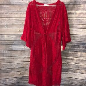 Red kimono duster
